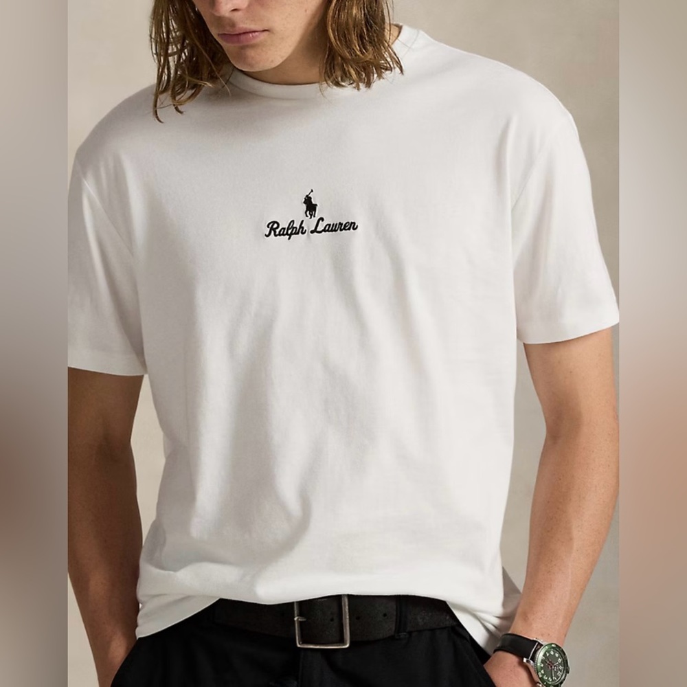 Polo Ralph Lauren Short Sleeve Classic Fit Chain-Stitch Logo T-Shirt - White